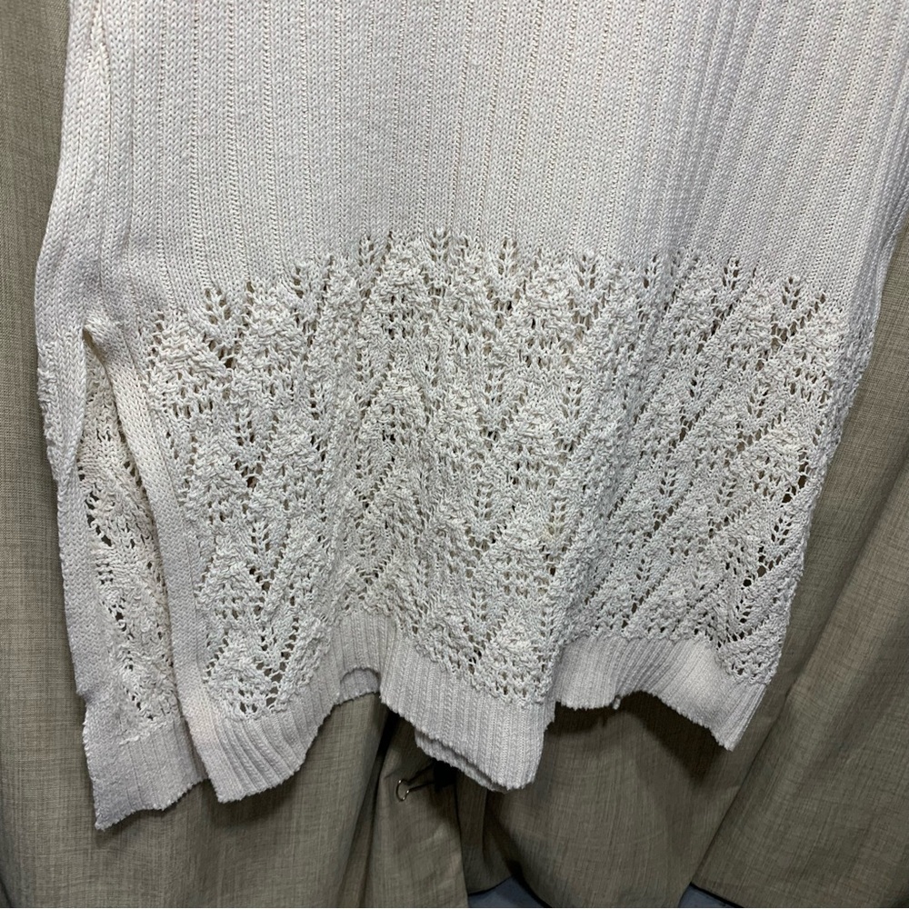 Zara Cream Crochet Knit Maxi Dress Sz M Sleeveless Side Slit Minimalist Coatal - Picture 8 of 14